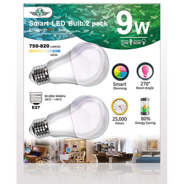 MV SMART BULB 9W E27 TWIN PACK  (apple app only ) Tristar Online