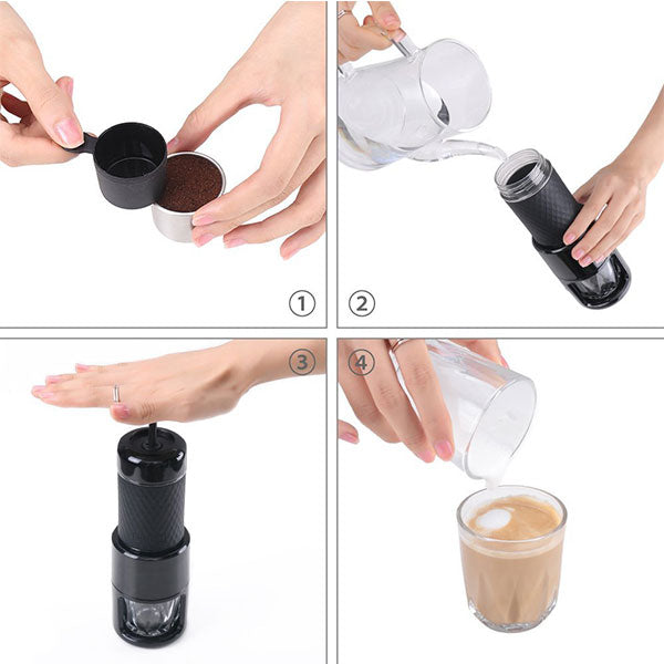 STARESSO Coffee Maker Red Dot Award Winner Portable Espresso Cappuccino Quick Cold Brew Manual Coffee Maker Machines All in One - Black Tristar Online