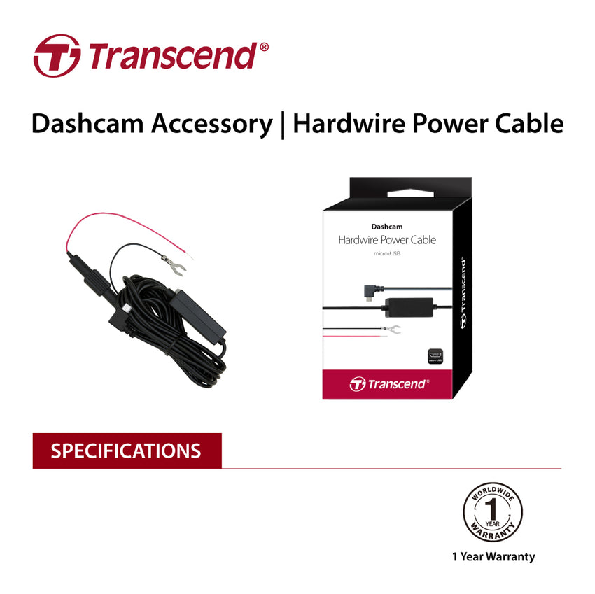 TRANSCEND TS-DPK2 Dashcam hardwire kit for DrivePro, Micro-B (For DP230 / DP130 / DP110) Tristar Online
