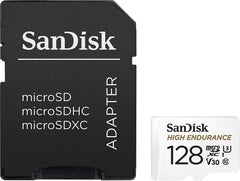 SANDISK HIGH ENDURANCE MICROSDHC CARD SQQNR 128G UHS-I C10 U3 V30 100MB/S R 40MB/S W SD ADAPTOR SDSQQNR-128G-GN6IA Tristar Online