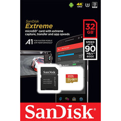 SANDISK SDSQXAF-032G-GN6MN 32GB MICRO SDHC EXTREME A1 V30, UHS-I/ U3, 100MB/s ,NO  SD ADAPTER Tristar Online