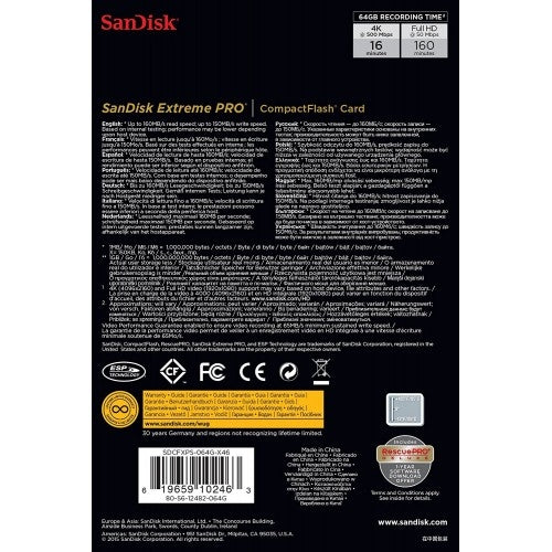 SanDisk Extreme Pro CFXP 64GB CompactFlash 160MB/s (SDCFXPS-064G) Tristar Online