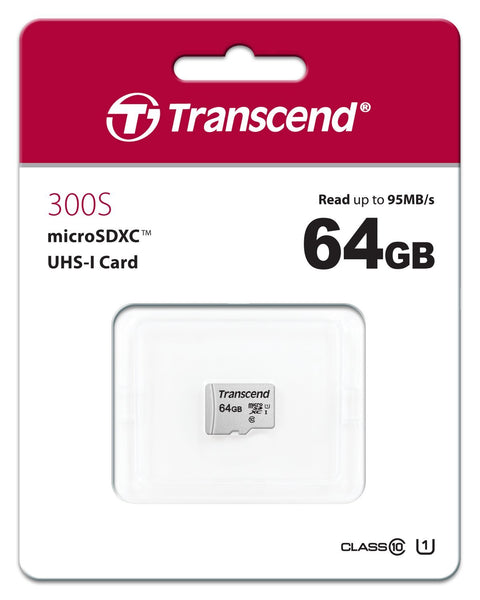 TRANSCEND TS64GUSD300S 64GB UHS-I U1 microSD w/o Adapter  (microSDHC I, C10, U1) Tristar Online
