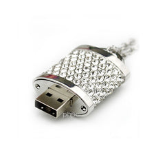 16GB Crystal Lock Pendant USB Flash Drive Pen Stick Memory (Silver) Tristar Online