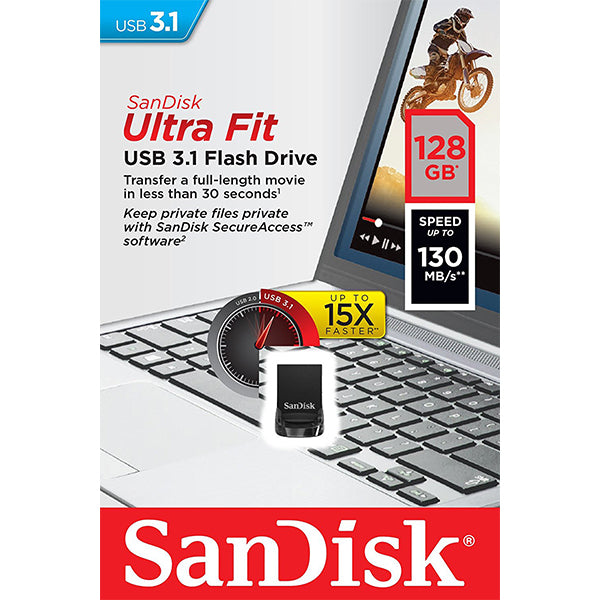 SANDISK 128GB CZ430 ULTRA FIT USB 3.1  (SDCZ430-128G) Tristar Online