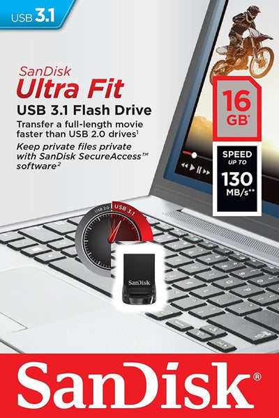 SANDISK 16GB CZ430 ULTRA FIT USB 3.1 (SDCZ430-016G) Tristar Online