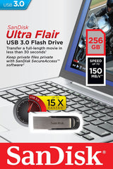 SANDISK 256GB CZ73 ULTRA FLAIR USB 3.0 FLASH DRIVE upto 150MB/s Tristar Online