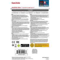 SanDisk 256GB Dual  USB 3.1 Type-C Flash Drive -SDDDC2-256G Tristar Online