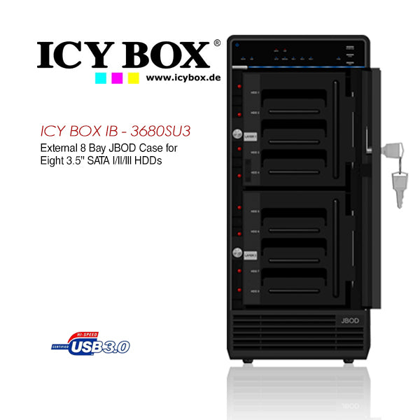ICY BOX (IB - 3680SU3) External 8 Bay JBOD Case for 8 x 3.5 Inch SATA l/ll/lll HDDs Tristar Online