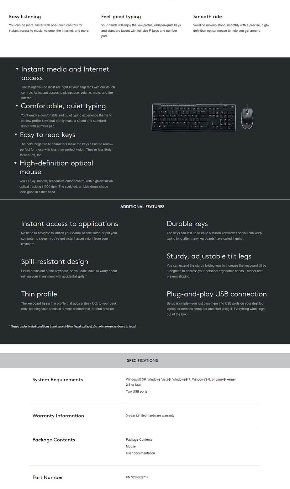 Logitech MK200 Media Keyboard Mouse (920-002693) Tristar Online