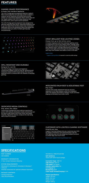 Logitech G213 Prodigy RGB Gaming Keyboard (920-008096) Tristar Online