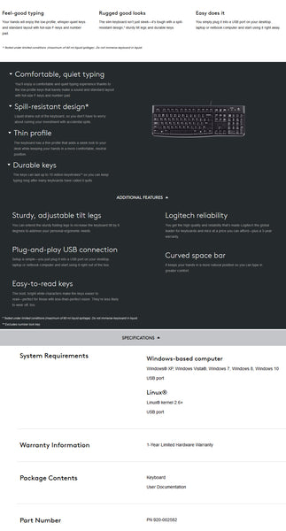 Logitech K120 USB Keyboard (920-002582) Tristar Online