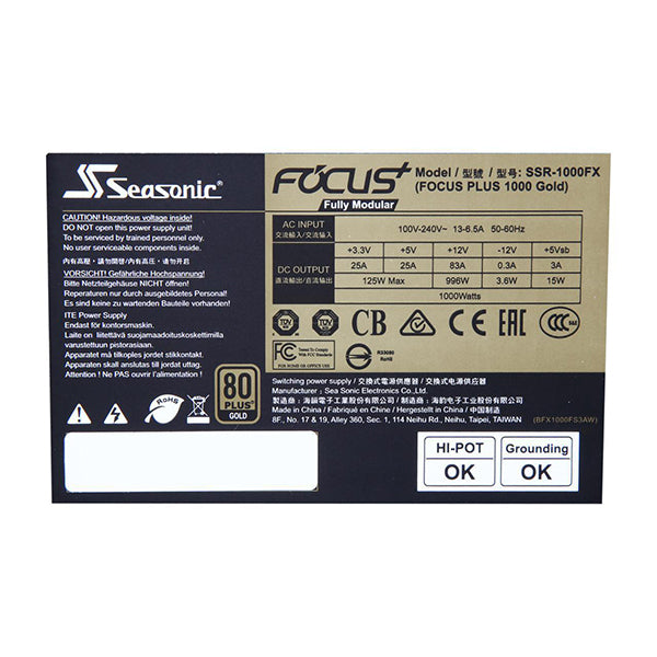 SeaSonic 1000W FOCUS PLUS Gold PSU (SSR-1000FX) Tristar Online