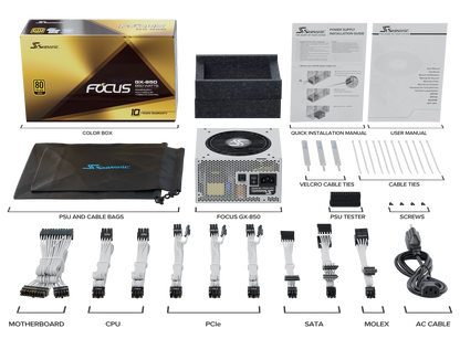 Seasonic FOCUS GX-850 White 850W ATX 3.0 Gold Modular PSU Tristar Online