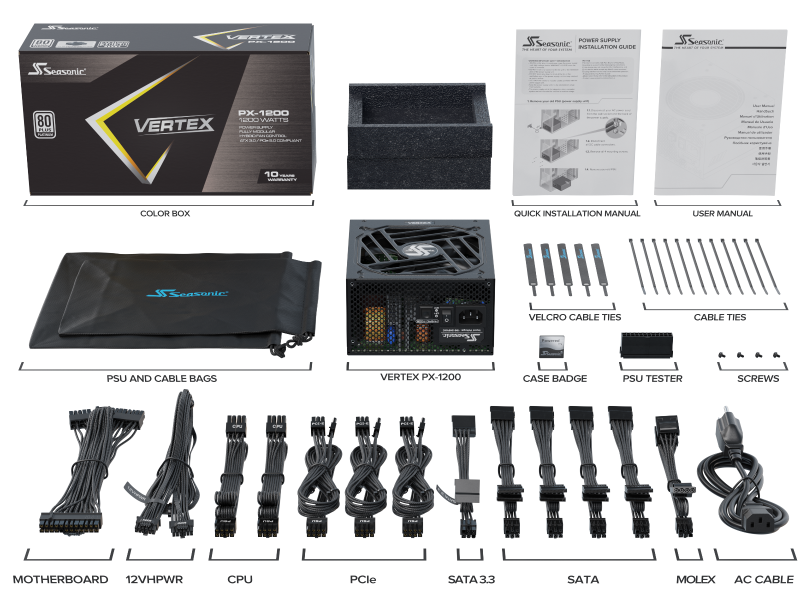 Seasonic VERTEX 1200W (PX-1200) Platinum Fully Modular PSU ATX 3.0 Tristar Online