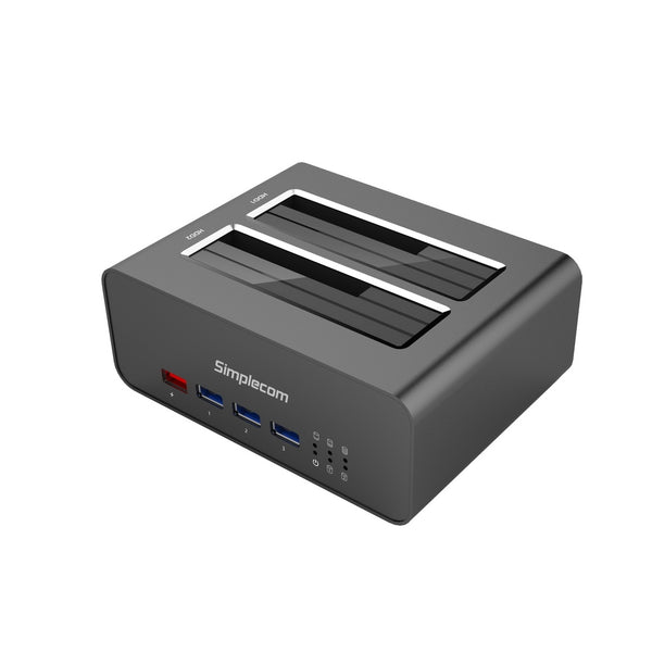 Simplecom SD352 USB 3.0 to Dual SATA Aluminium Docking Station with 3-Port Hub and 1 Port 2.1A USB Charger Tristar Online