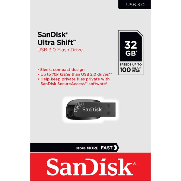 SanDisk  32GB Ultra Shift  USB 3.0 Flash Drive SDCZ410-032G-G46 Tristar Online