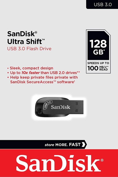 SanDisk  128GB Ultra Shift  USB 3.0 Flash Drive SDCZ410-128G-G46 Tristar Online