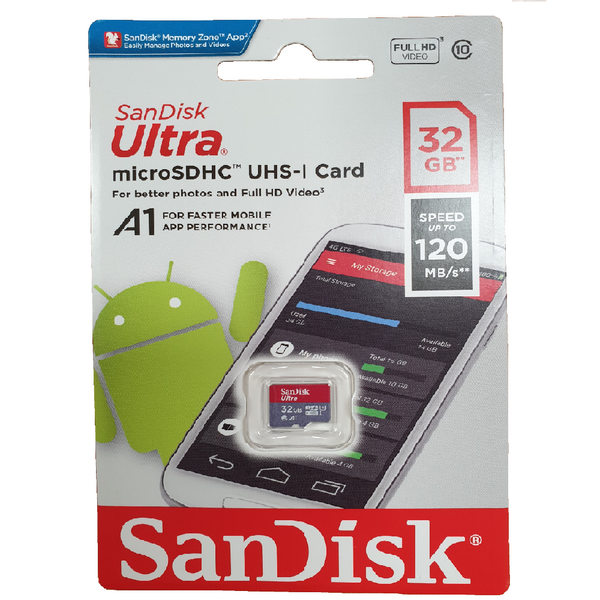 SANDISK SDSQUA4-032G-GN6MN Micro SDHC Ultra UHS-I Class 10 , A1, 120mb/s No adapter Tristar Online