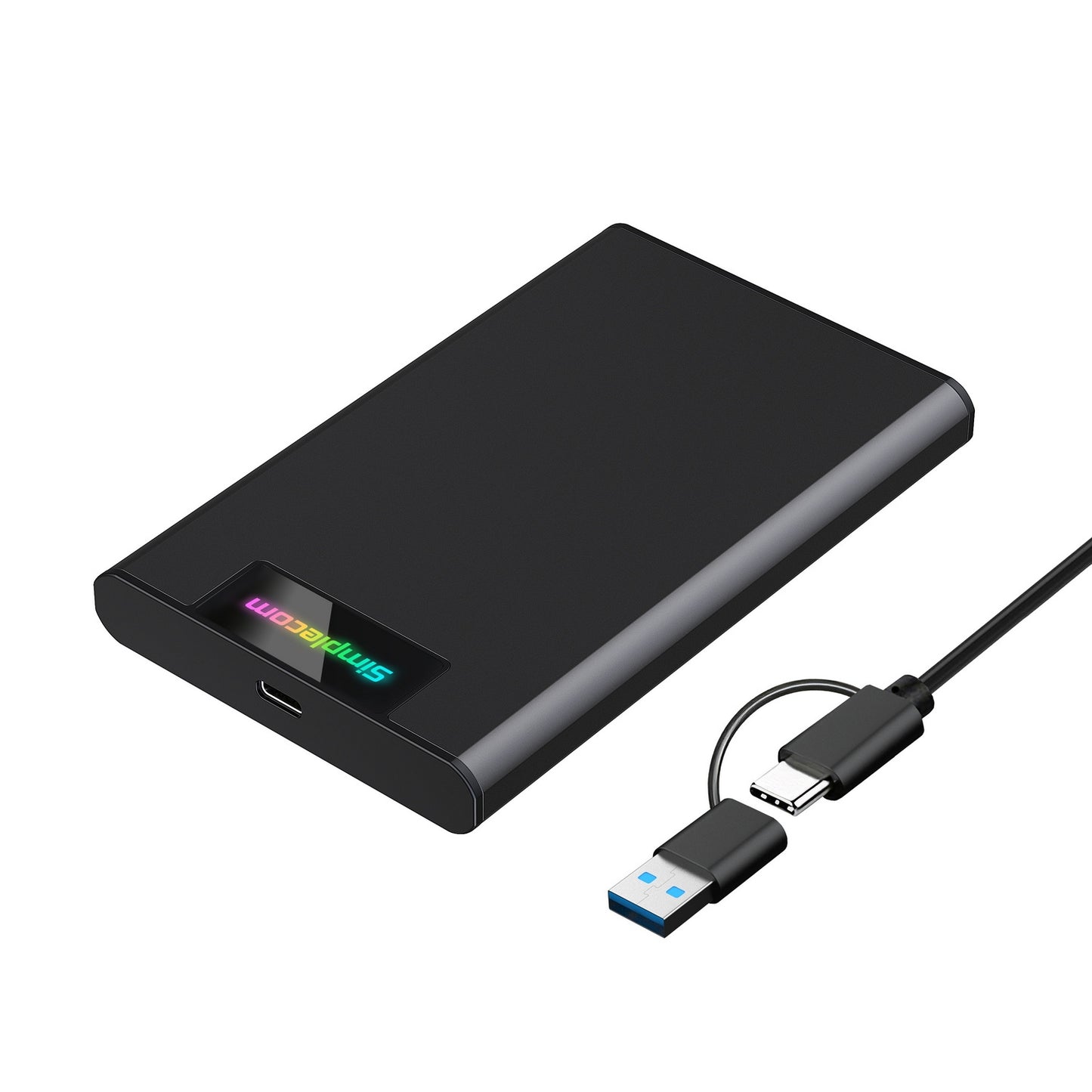 Simplecom SE239 Tool-free 2.5" SATA HDD SSD to USB-C Enclosure with RGB Lights USB 3.2 Gen 2 Tristar Online