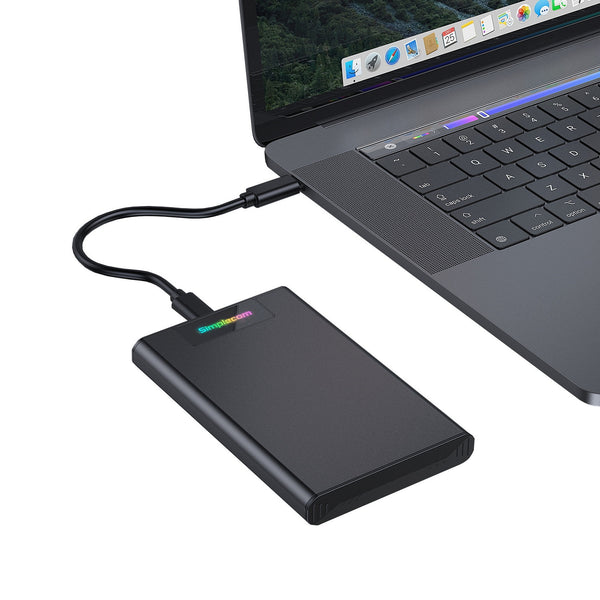 Simplecom SE239 Tool-free 2.5" SATA HDD SSD to USB-C Enclosure with RGB Lights USB 3.2 Gen 2 Tristar Online
