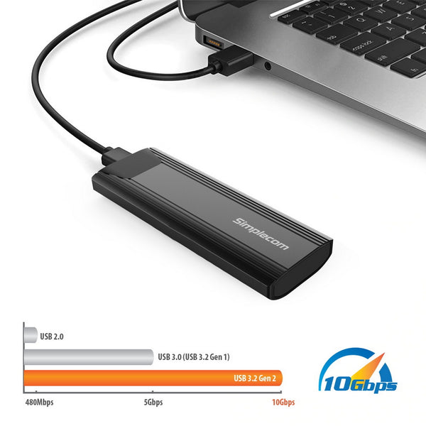 Simplecom SE504v2 NVMe / SATA Dual Protocol M.2 SSD USB-C Enclosure Tool-Free USB 3.2 Gen 2 10Gbps Tristar Online