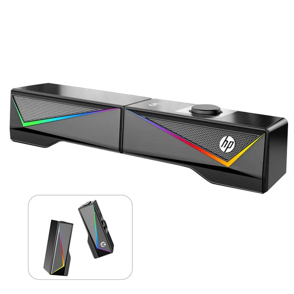 HP DHE-6005 Wired RGB Gaming Surround Soundbar Stereo Speaker Tristar Online