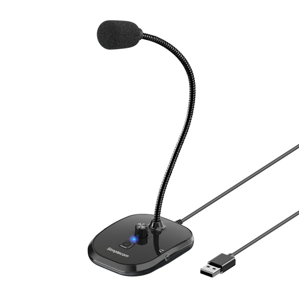 Simplecom UM360 Plug and Play USB Desktop Microphone with Headphone Jack Tristar Online