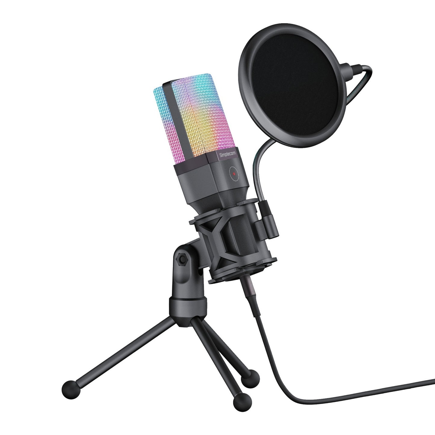 Simplecom UM650 USB Cardioid Condenser Microphone Gaming RGB Lights with Tripod & Pop Filter Tristar Online