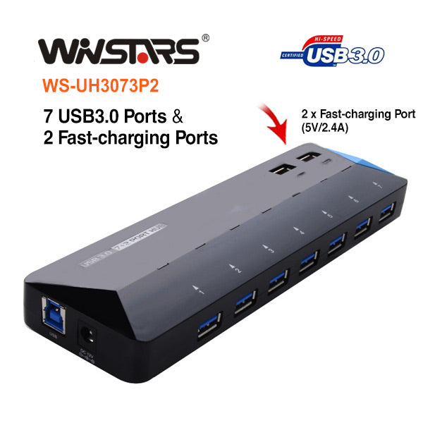 USB3.0 7 Ports Hub Plus 2 extra 2.4A Fast-charging Ports Tristar Online
