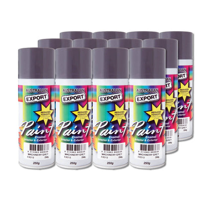 Australian Export 12PK 250gm Aerosol Spray Paint Cans  [Colour: Machinery Grey] Tristar Online