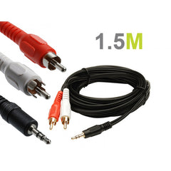 Gold plated 1.5m 3.5mm Male to 2RCA 2 RCA Female Connector Audio Cable Tristar Online