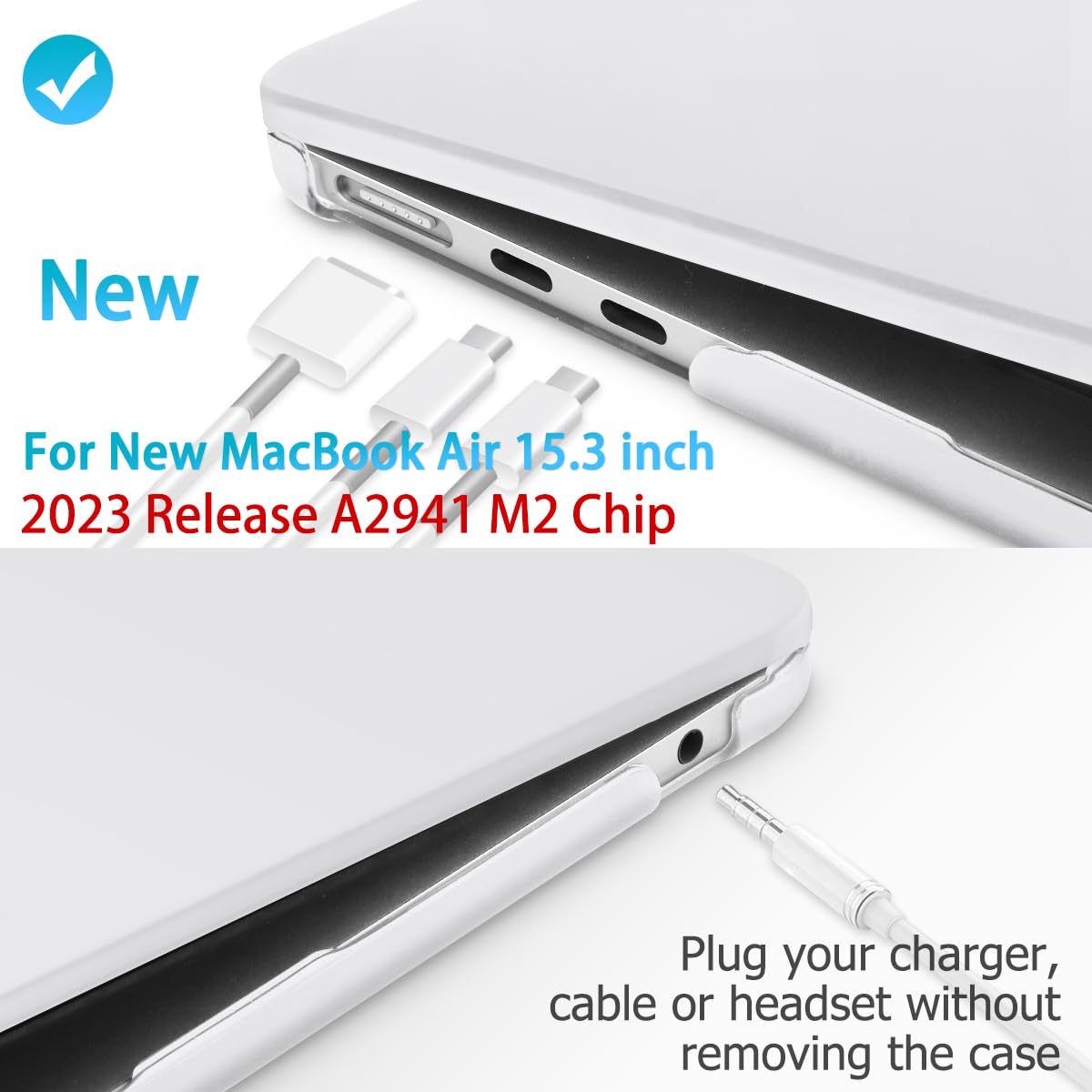 15 inch Air 2023 MacBook Air Matte Case  A2941 M2 Chip Hard Shell Case Keyboard Cover White Tristar Online
