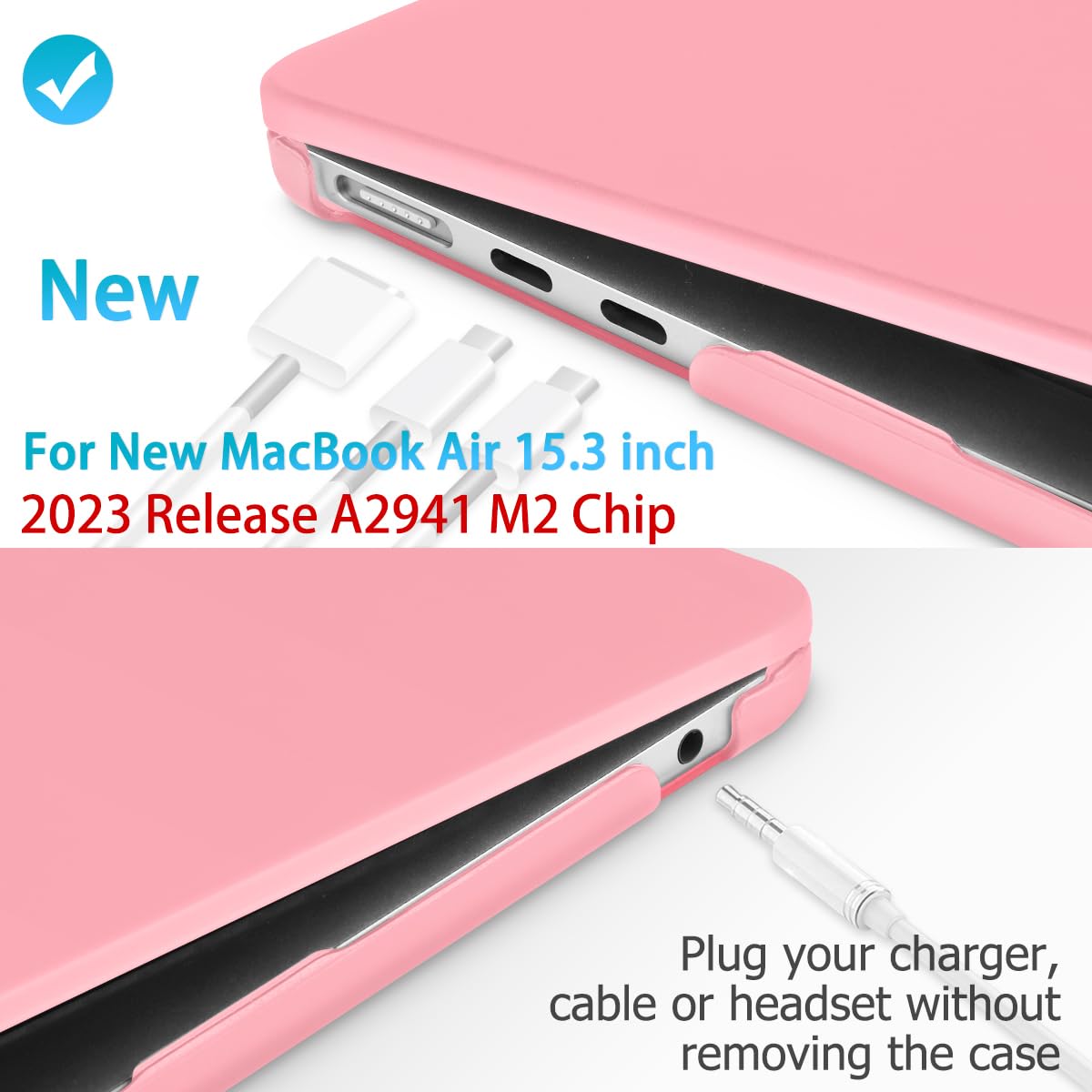 15 inch Air 2023 MacBook Air Matte Case  A2941 M2 Chip Hard Shell Case Keyboard Cover Pink Tristar Online
