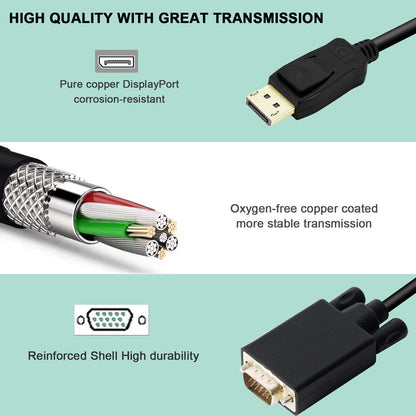1.8M Display Port DP Male To VGA/M Cable Converter Connector Adaptor Tristar Online