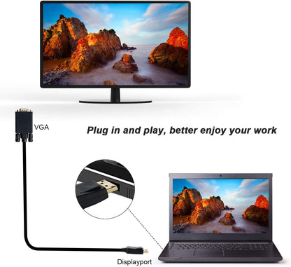 1.8M Display Port DP Male To VGA/M Cable Converter Connector Adaptor Tristar Online