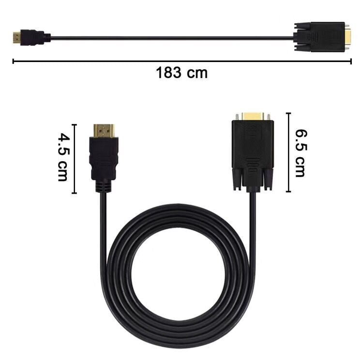 1.8M 6 Feet HDMI Male to VGA Male Cable for Computer, Laptop, PC, Monitor ETC Tristar Online