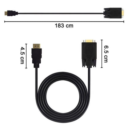 1.8M 6 Feet HDMI Male to VGA Male Cable for Computer, Laptop, PC, Monitor ETC Tristar Online