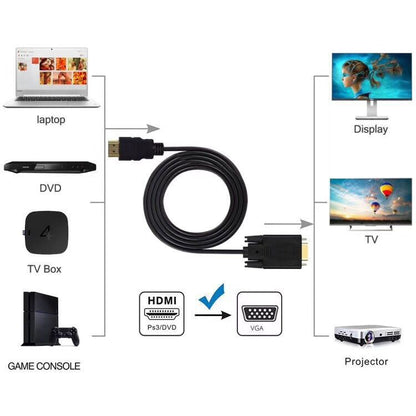 1.8M 6 Feet HDMI Male to VGA Male Cable for Computer, Laptop, PC, Monitor ETC Tristar Online