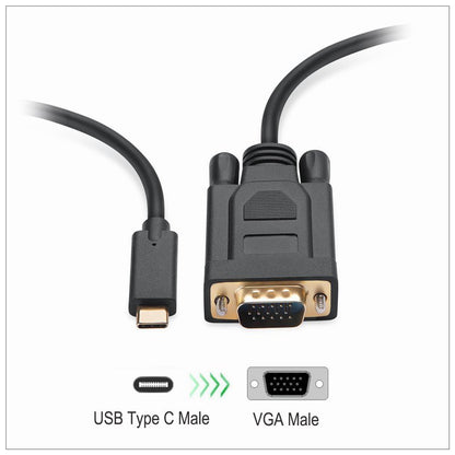 1.8M Type C USB-C Thunderbolt 3 to VGA Cable Male to Male Converter for MacBook Tristar Online