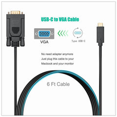 1.8M Type C USB-C Thunderbolt 3 to VGA Cable Male to Male Converter for MacBook Tristar Online