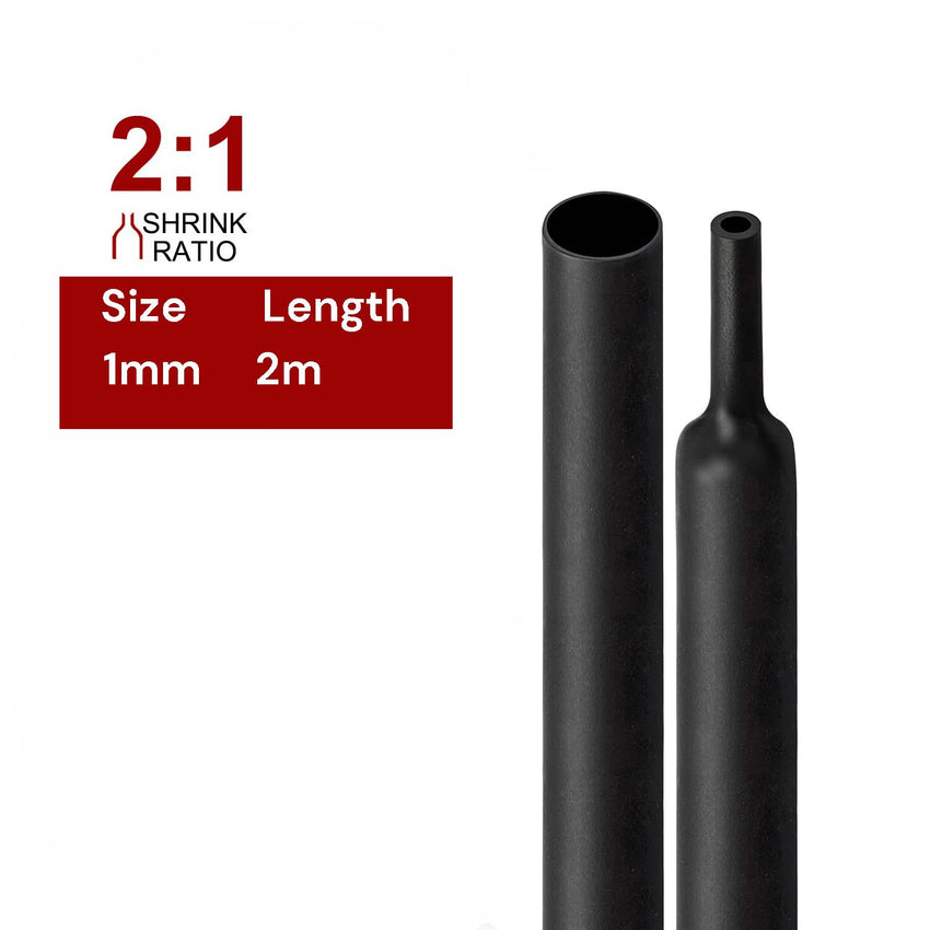 2m Polyolefin Shrink Tube 1/24" (1mm) 2:1 Ratio Heat Shrink Tubing Sleeving Wrap Shrinking Tristar Online