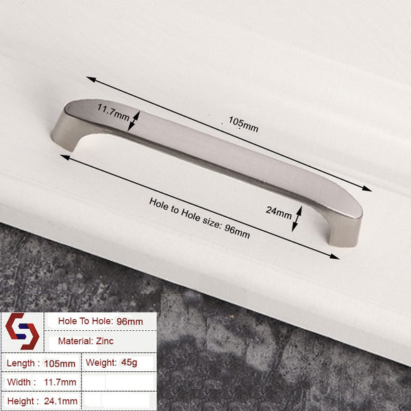 Brushed ZINC Kitchen Door Cabinet Drawer Handle Pulls 96MM Tristar Online