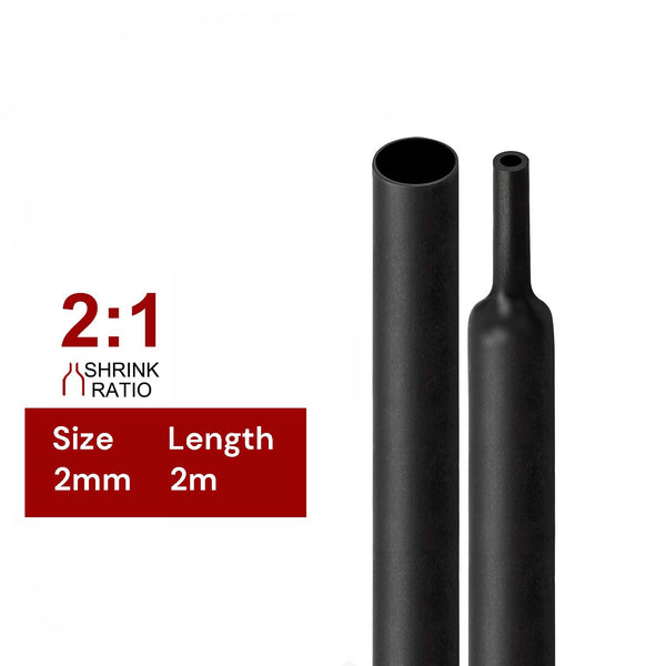 2m Polyolefin Shrink Tube 5/64" (2mm) 2:1 Ratio Heat Shrink Tubing Sleeving Wrap Shrinking Tristar Online
