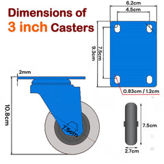 3 inch Heavy Duty Caster Wheels Swivel with Brake Locking Casters Castor Wheels Cart Furniture Workbench Tristar Online