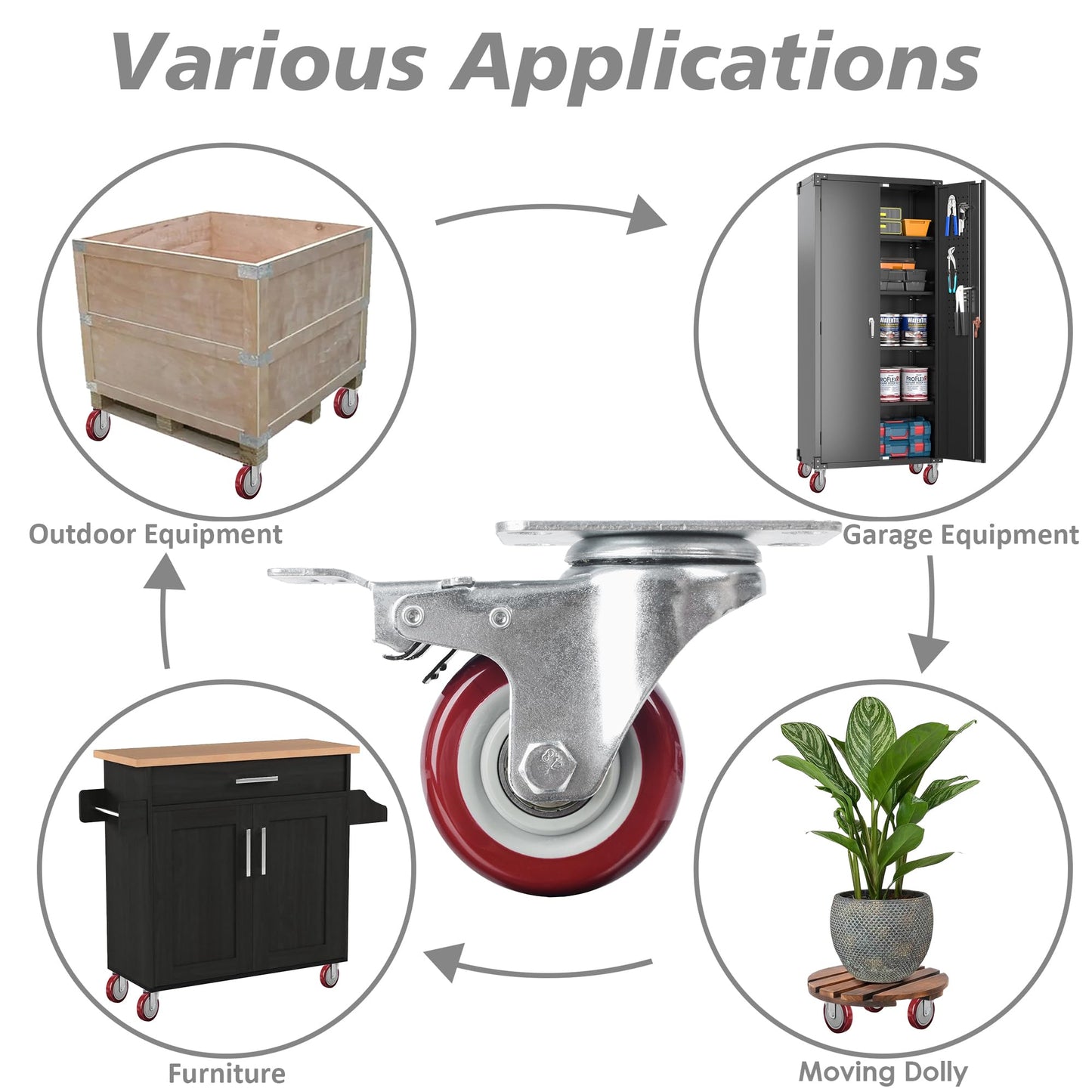 3 inch Heavy Duty Casters Lockable Caster Wheel Swivel Casters Castor with Brakes for Furniture and Workbench Cart Tristar Online