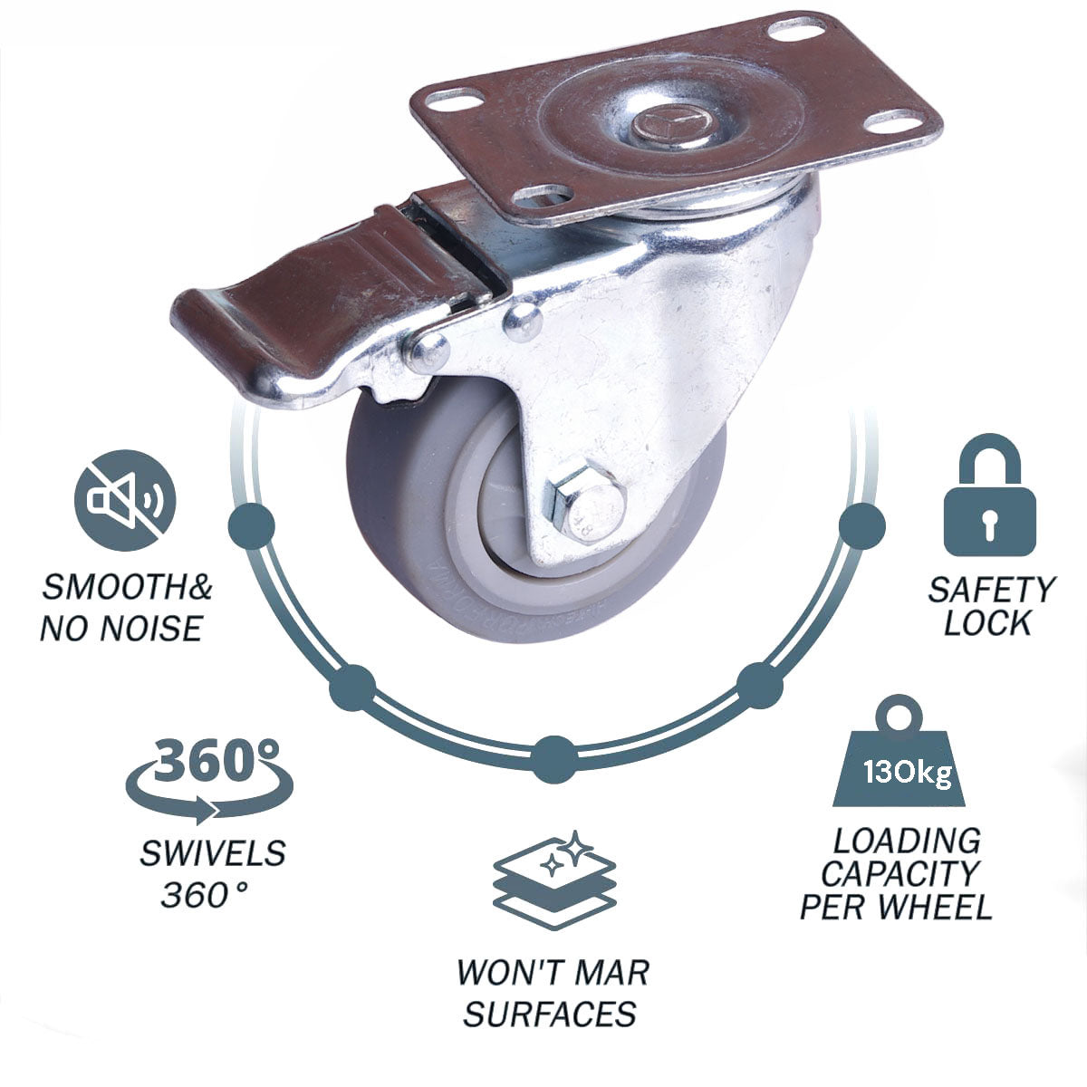 4 inch Heavy Duty Caster Wheels Swivel with Brake Locking Casters Castor Wheels Cart Furniture Workbench Tristar Online