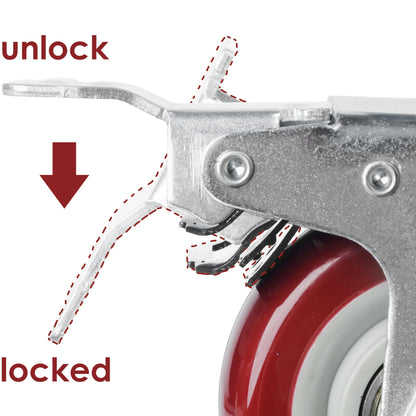 4 inch Heavy Duty Casters Lockable Caster Wheel Swivel Casters Castor with Brakes for Furniture and Workbench Cart Tristar Online