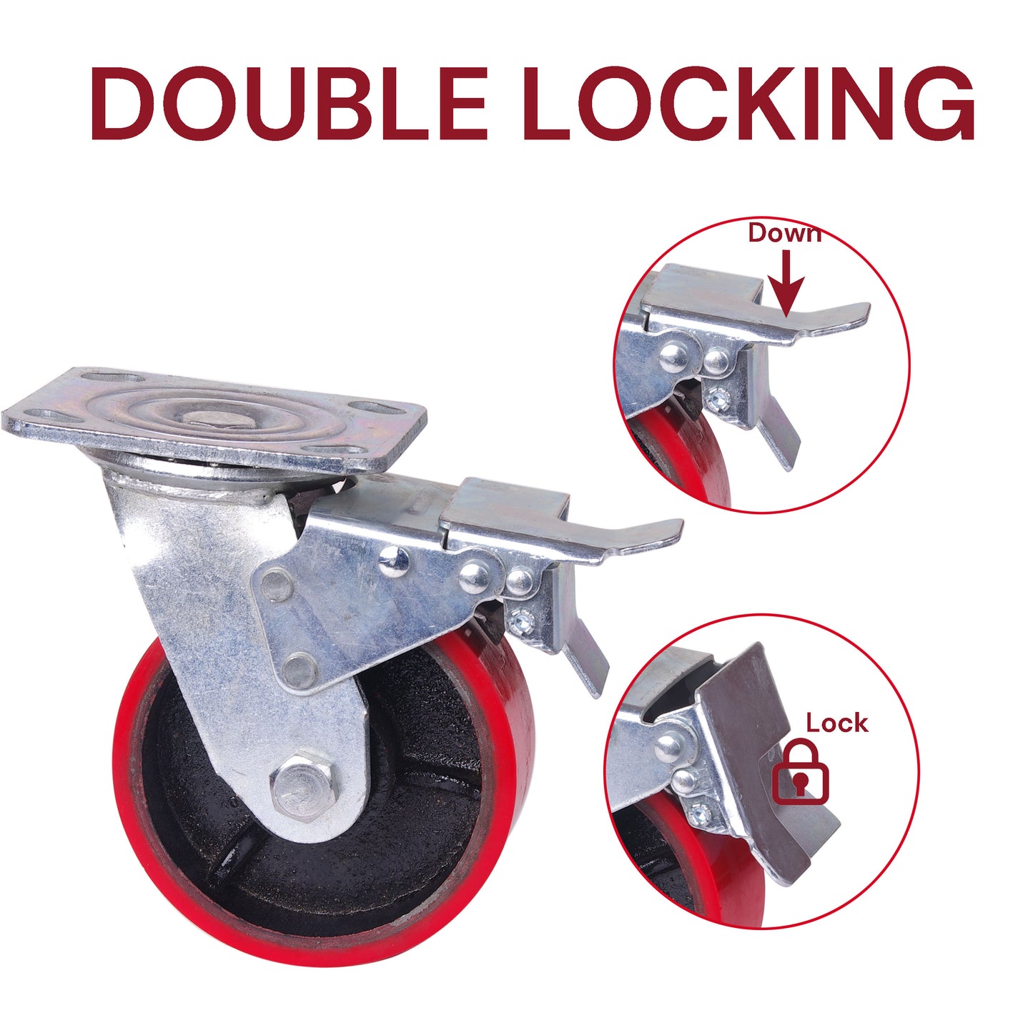 5 inch Industrial 500KG Caster Wheels Swivel with Brake Locking Casters Castor Wheels Cart Furniture Workbench Tristar Online