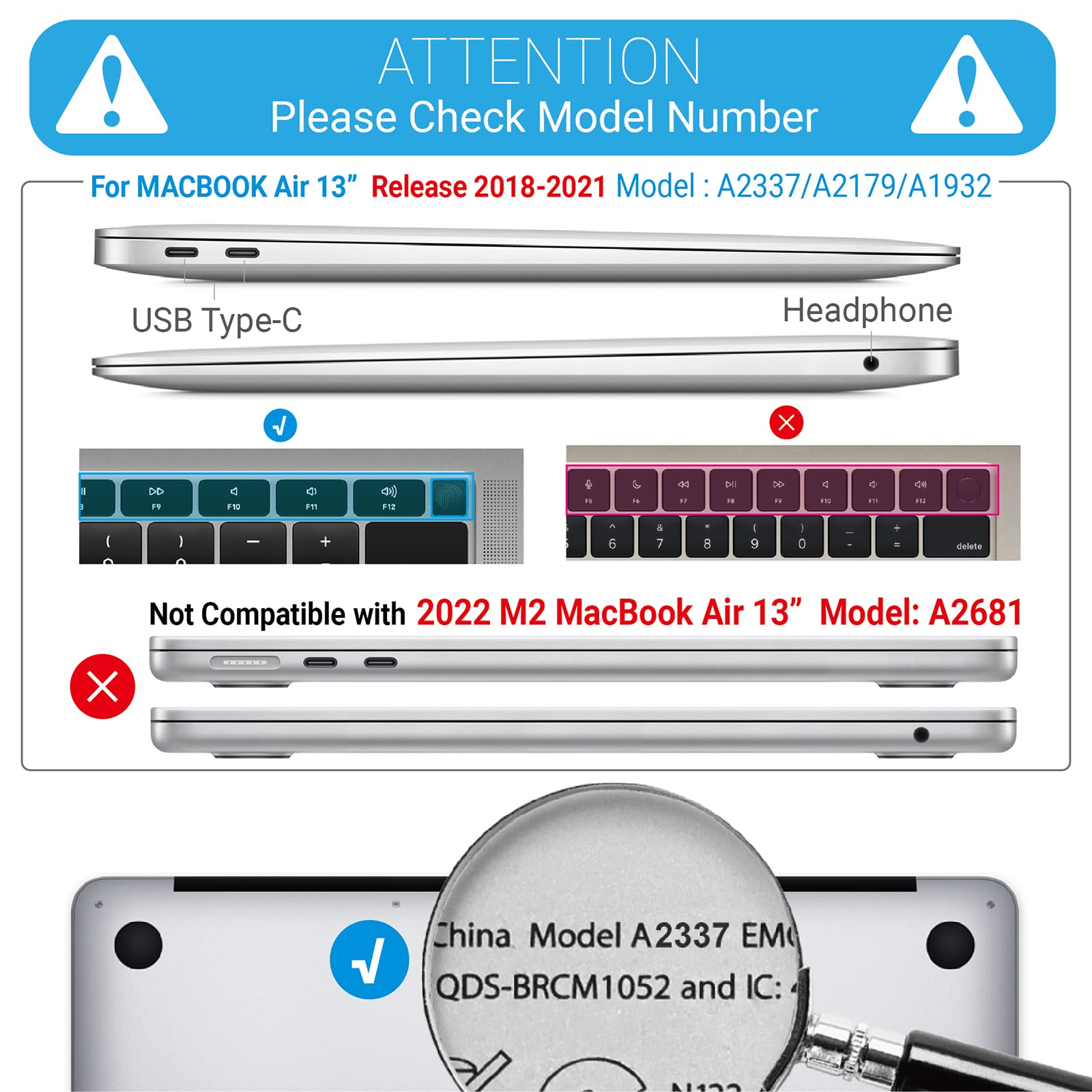 Suitable for  MacBook Air 13 Inch Case 2022 2021 2020 2019 2018, A1932, A2179, A2337 Shell Case Keyboard Cover Tristar Online